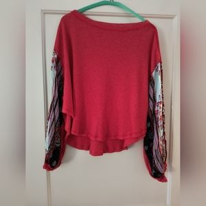 FP Cropped Henley with sleeve detail, XS